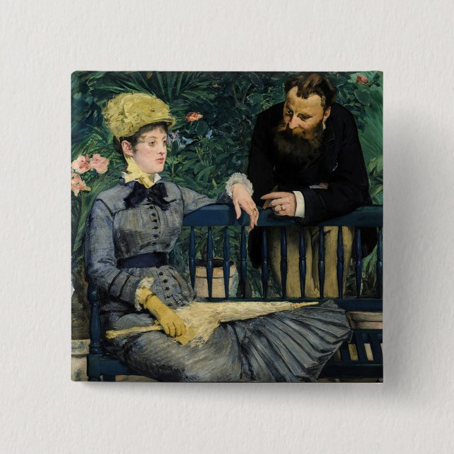 Edouard Manet - In the Conservatory 15 Cm Square Badge (Front)