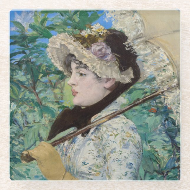 Edouard Manet - Jeanne / Spring Glass Coaster (Front)