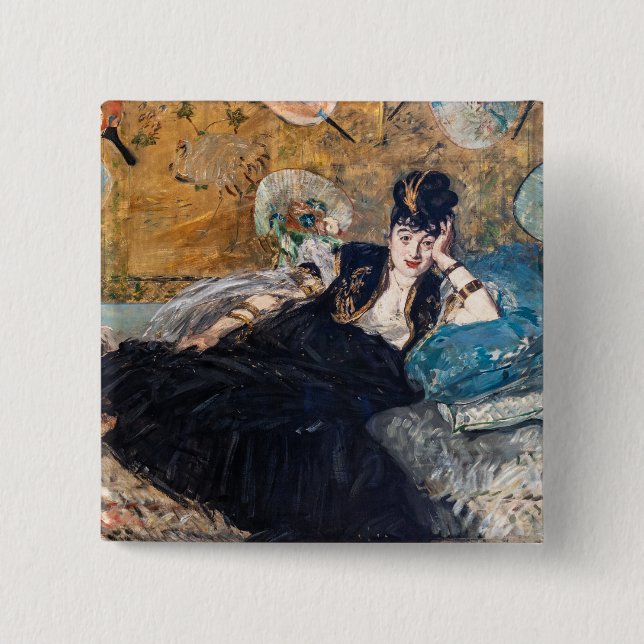 Edouard Manet - Lady with Fans 15 Cm Square Badge (Front)