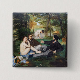 Edouard Manet - Luncheon on the Grass 15 Cm Square Badge
