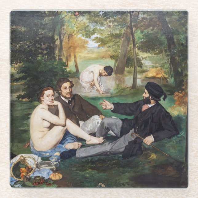 Edouard Manet - Luncheon on the Grass Glass Coaster (Front)
