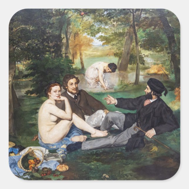 Edouard Manet - Luncheon on the Grass Square Sticker (Front)