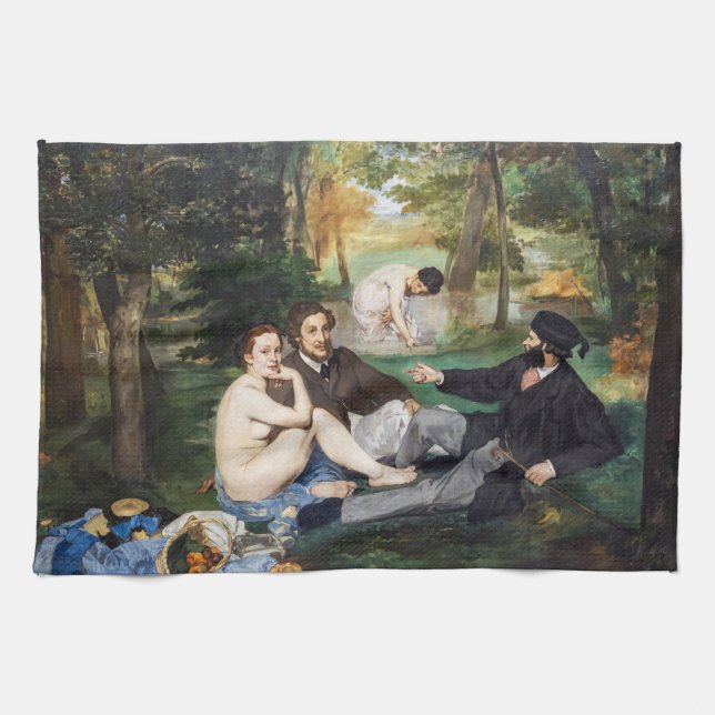 Edouard Manet - Luncheon on the Grass Tea Towel (Horizontal)