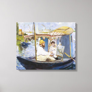 Edouard Manet - Monet in his Studio Boat Canvas Print