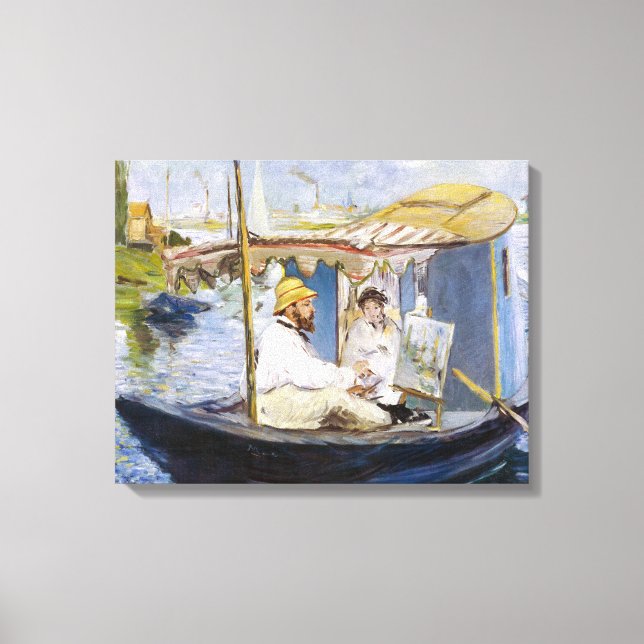 Edouard Manet - Monet in his Studio Boat Canvas Print (Front)