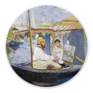 Edouard Manet - Monet in his Studio Boat Ceramic Knob