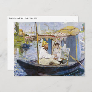 Edouard Manet - Monet in his Studio Boat Postcard
