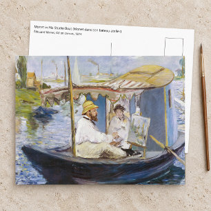 Edouard Manet - Monet in his Studio Boat Postcard