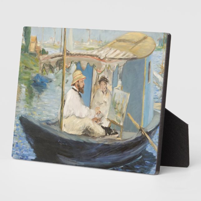Edouard Manet - Monet Painting on His Studio Boat Plaque (Side)