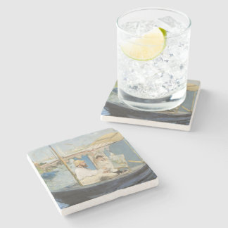 Edouard Manet - Monet Painting on His Studio Boat Stone Coaster