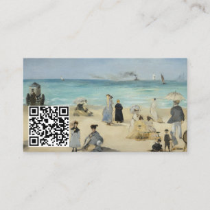 Edouard Manet - On the Beach, Boulogne - QR Code Business Card
