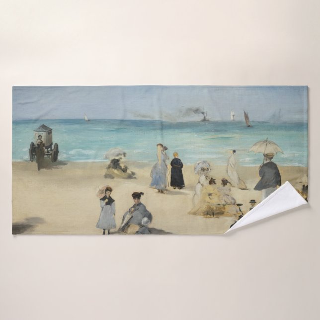 Edouard Manet - On the Beach, Boulogne-sur-Mer Bath Towel Set (Bath Towel)
