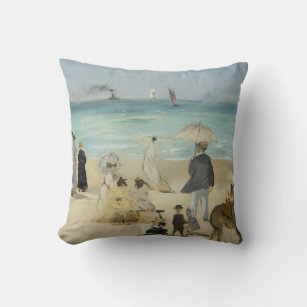 Edouard Manet - On the Beach, Boulogne-sur-Mer Cushion