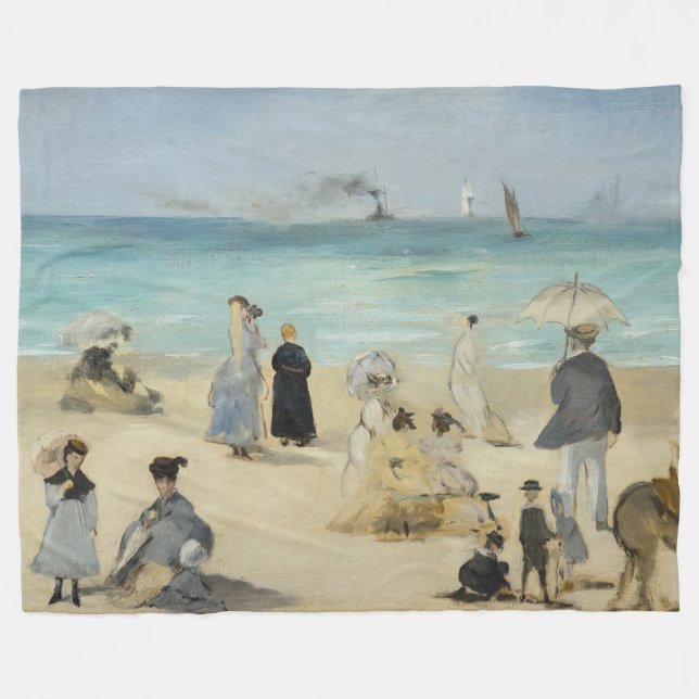Edouard Manet - On the Beach, Boulogne-sur-Mer Fleece Blanket (Front (Horizontal))
