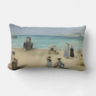 Edouard Manet - On the Beach, Boulogne-sur-Mer Lumbar Cushion