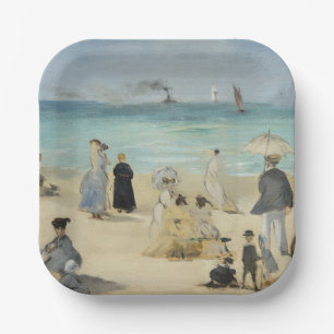 Edouard Manet - On the Beach, Boulogne-sur-Mer Paper Plate