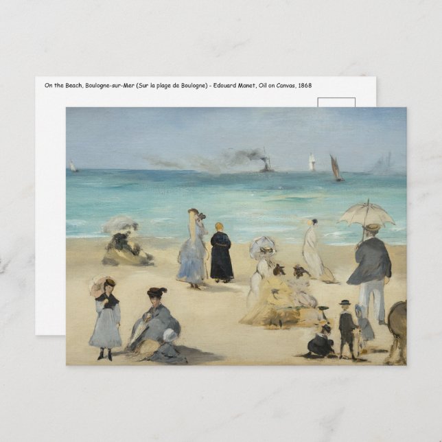 Edouard Manet - On the Beach, Boulogne-sur-Mer Postcard (Front/Back)