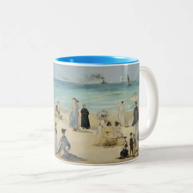 Edouard Manet - On the Beach, Boulogne-sur-Mer Two-Tone Coffee Mug (Front Right)