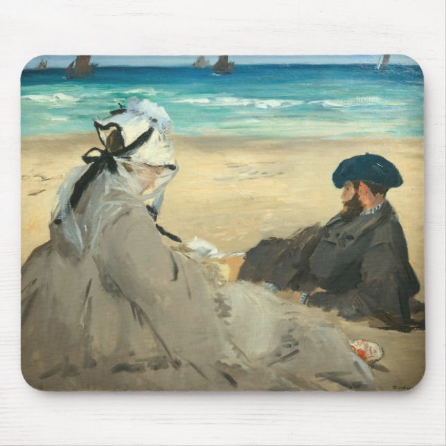 Edouard Manet - On the Beach Mouse Mat (Front)