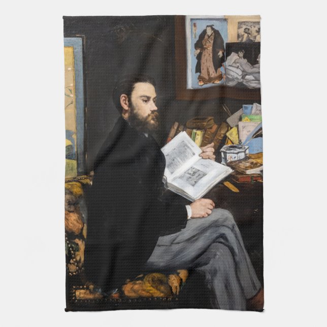 Edouard Manet - Portrait of Emile Zola Tea Towel (Vertical)