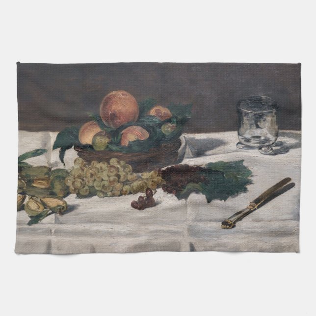 Edouard Manet - Still Life, Fruits on a Table Tea Towel (Horizontal)