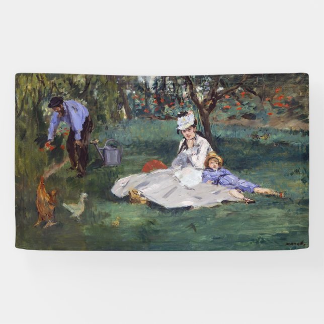 Edouard Manet - The Monet family in their garden Banner (Horizontal)