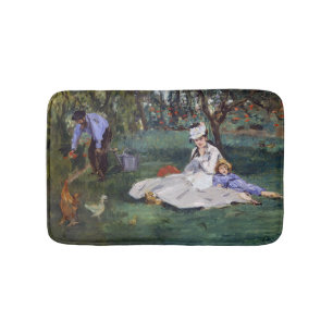 Edouard Manet - The Monet family in their garden Bath Mat