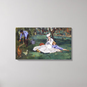 Edouard Manet - The Monet family in their garden Canvas Print