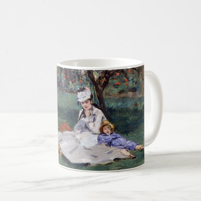 Edouard Manet - The Monet family in their garden Coffee Mug (Front Right)