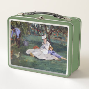 Edouard Manet - The Monet family in their garden Metal Lunch Box
