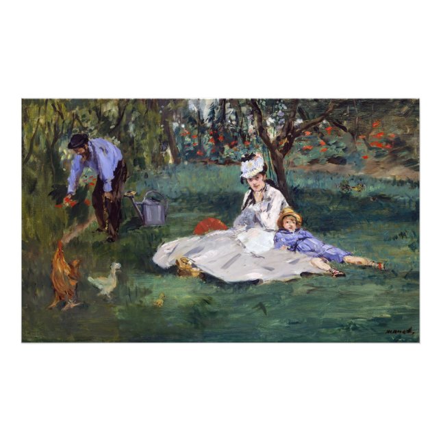 Edouard Manet - The Monet family in their garden Photo Print (Front)