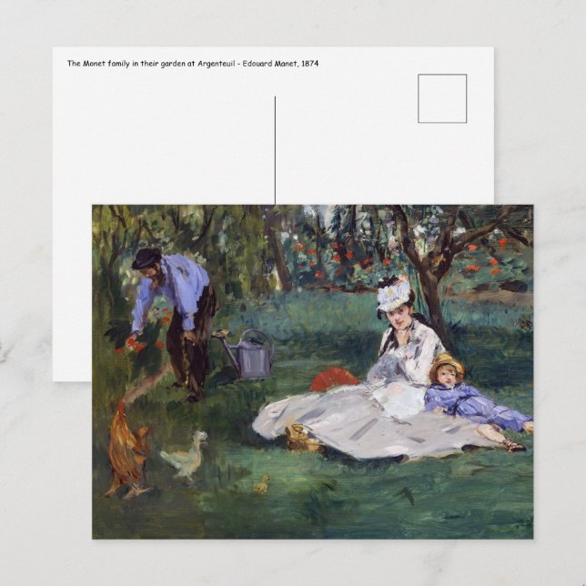 Edouard Manet - The Monet family in their garden Postcard (Front/Back)
