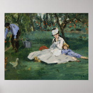 Edouard Manet - The Monet Family in Their Garden Poster