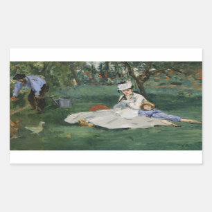 Edouard Manet - The Monet Family in Their Garden Rectangular Sticker