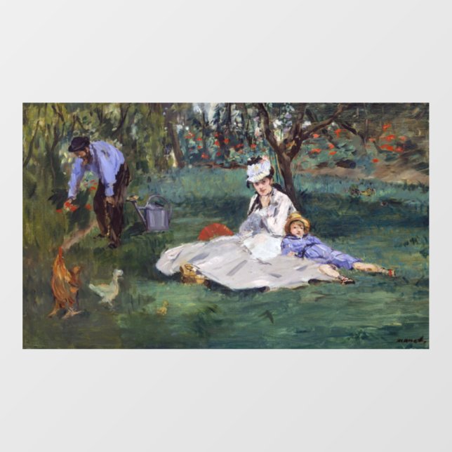 Edouard Manet - The Monet family in their garden Window Cling (Sheet)
