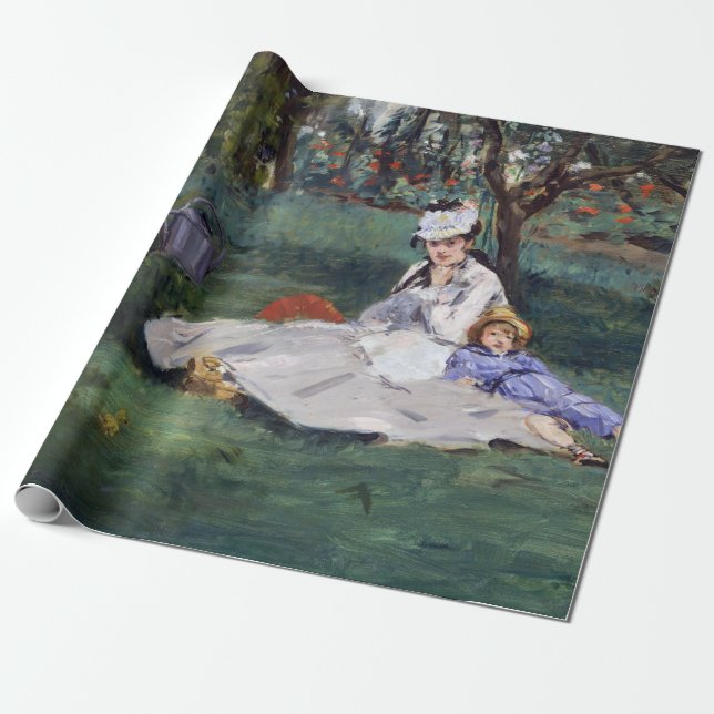 Edouard Manet - The Monet family in their garden Wrapping Paper (Unrolled)