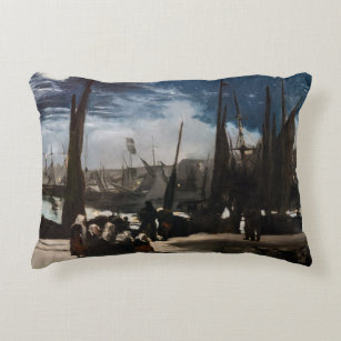 Edouard Manet - The Port of Boulogne by Moonlight Decorative Cushion