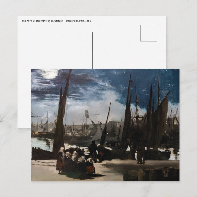Edouard Manet - The Port of Boulogne by Moonlight Postcard (Front/Back)
