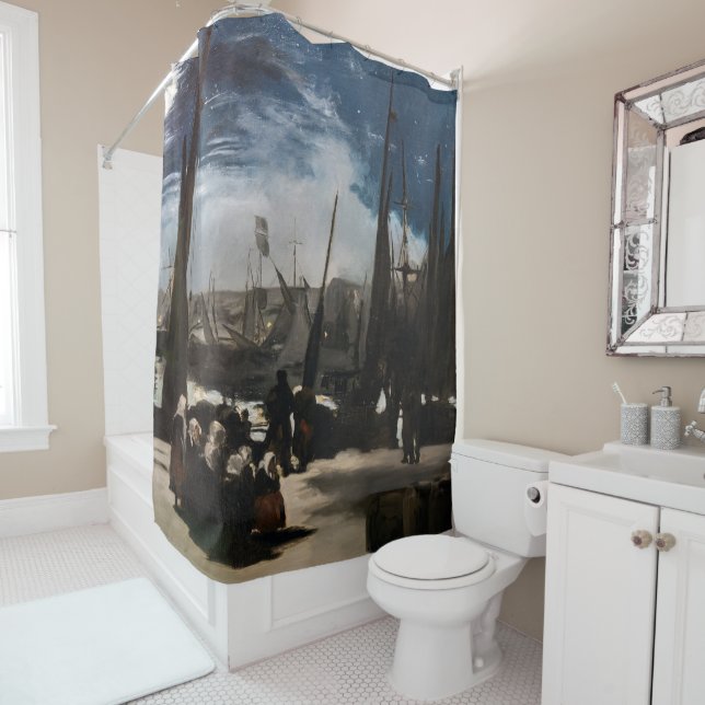 Edouard Manet - The Port of Boulogne by Moonlight Shower Curtain (In Situ)
