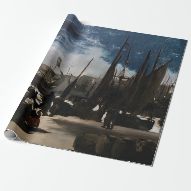Edouard Manet - The Port of Boulogne by Moonlight Wrapping Paper (Unrolled)