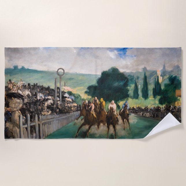 Edouard Manet - The Races at Longchamp Beach Towel (Front)