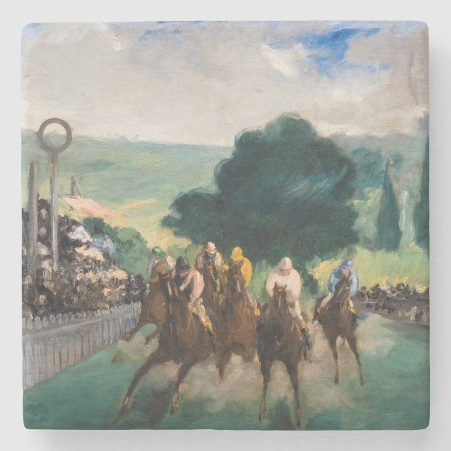 Edouard Manet - The Races at Longchamp Stone Coaster (Front)