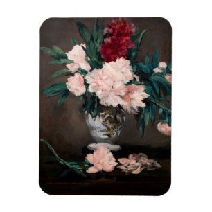 Edouard Manet - Vase of Peonies on  Small Pedestal Magnet