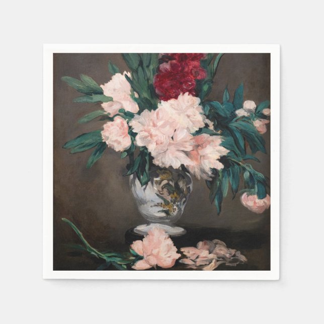 Edouard Manet - Vase of Peonies on  Small Pedestal Napkin (Front)