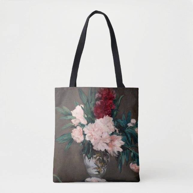 Edouard Manet - Vase of Peonies on  Small Pedestal Tote Bag (Front)