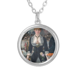 Edouard Manet's A Bar at the Folies-Bergère Silver Plated Necklace