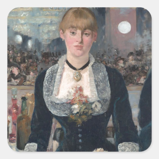 Edouard Manet's A Bar at the Folies-Bergère Square Sticker (Front)
