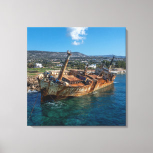 Edro III shipwreck Paphos, Cyprus Canvas Print