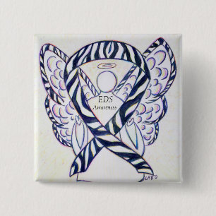 EDS Awareness Angel Zebra Stripe Ribbon Custom Pin