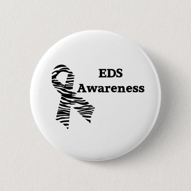 EDS Awareness Zebra Ribbon Button (Front)